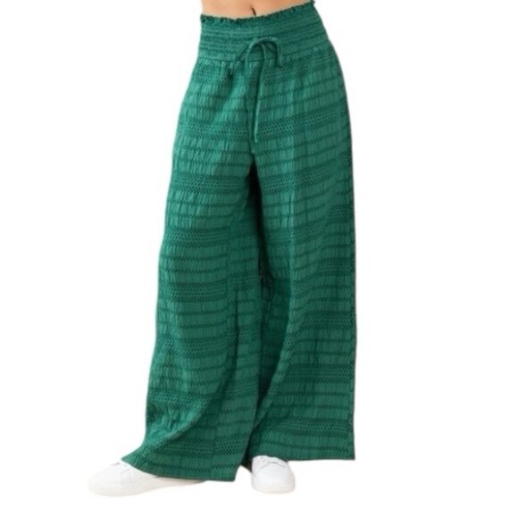 Ces Femme NWOT Boho Green Wide-Leg Pants Womens L - Picture 1 of 5